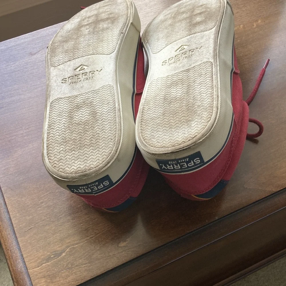 Sperry Red Canvas Boat Shoes with Classic Design